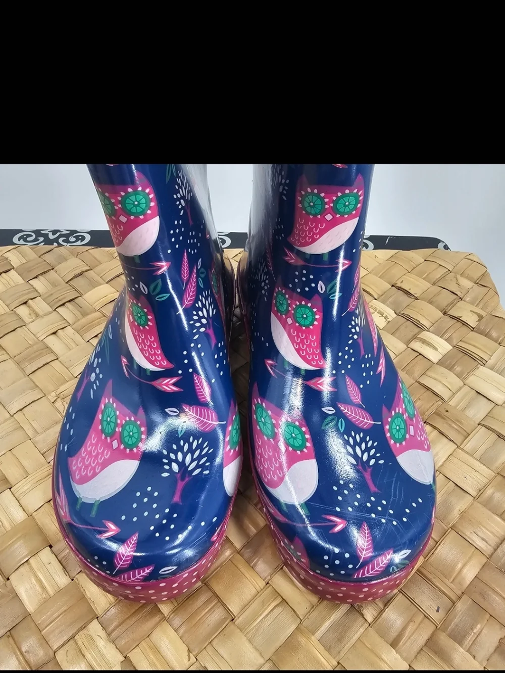Western Chief Pink Blue Owl Rain Boots Size 2